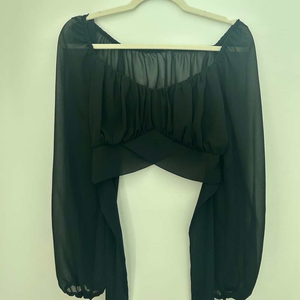 Elegant Black Sheer Women's Top
